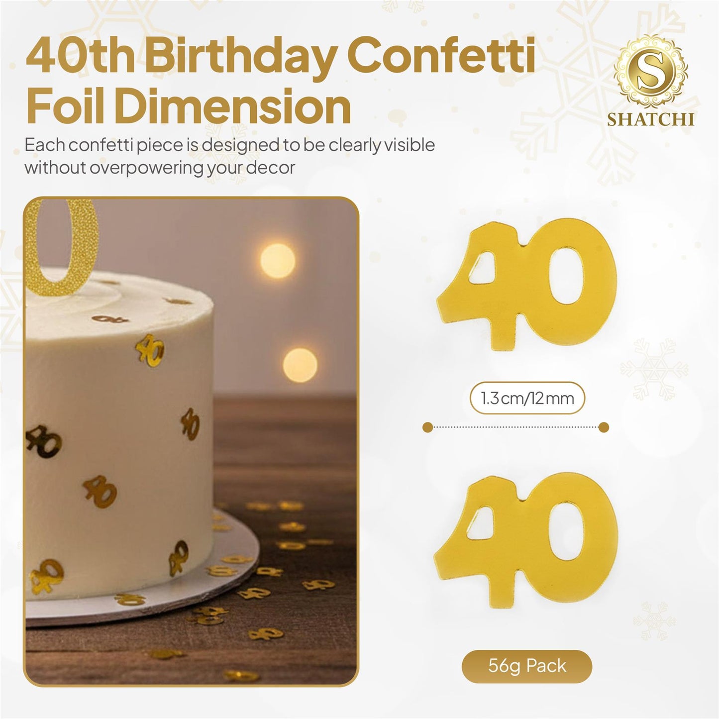 40th Birthday Confetti Gold 14G 4PK