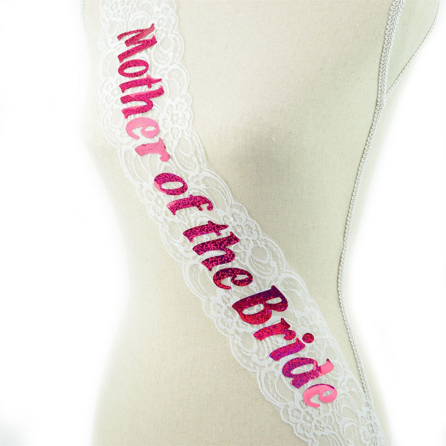 Shatchi Mother of the Bride Sash White Lace