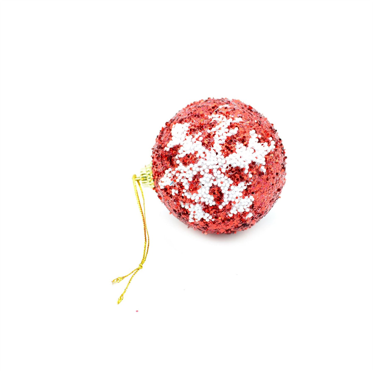 12 Red Glitter Baubles - 5.5cm