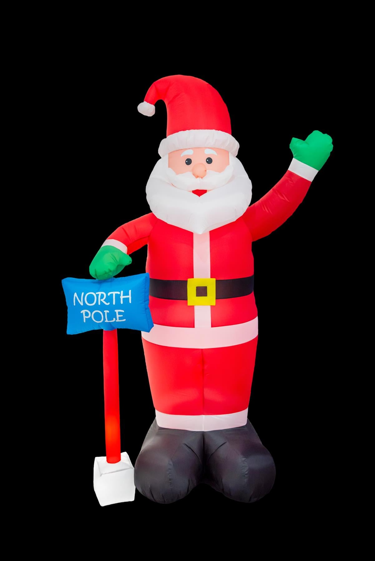 Pre-Lit Mains Powered Inflatable North Pole Santa with 4 White LED Lights, 1.8m