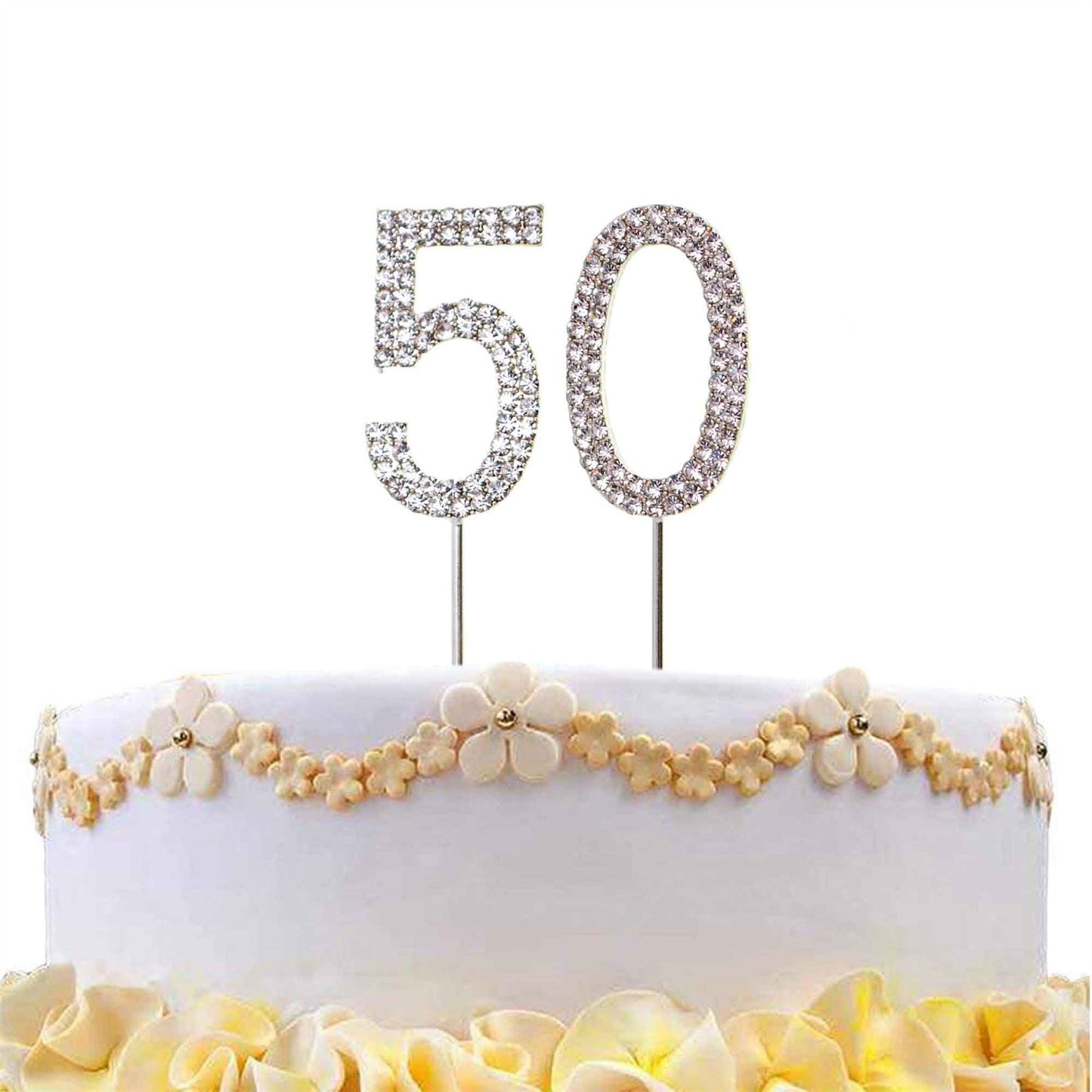 Silver Diamond Number 50 Cake Topper