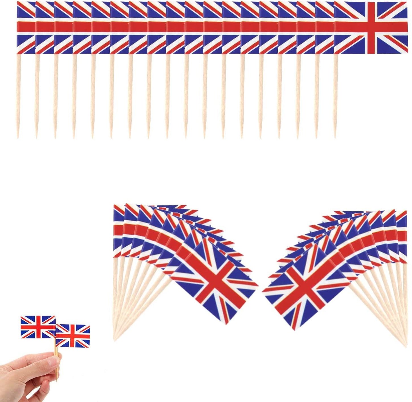 50 Union Jack Flag Cocktail Sticks