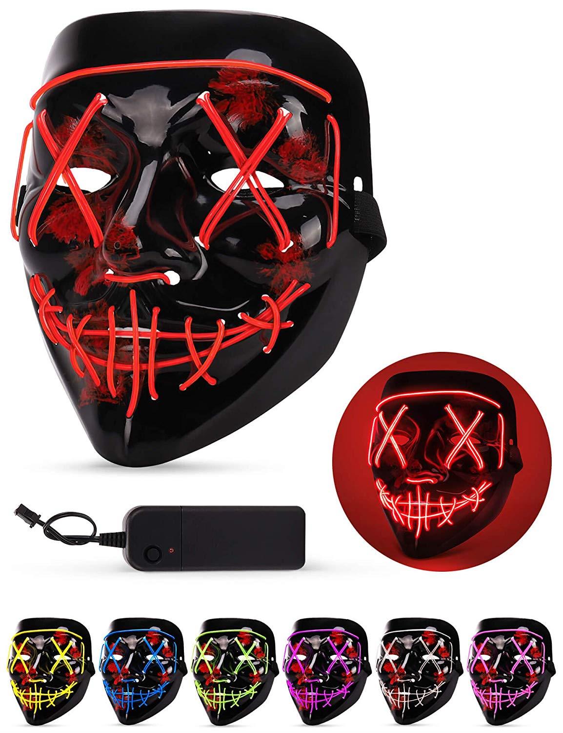 Halloween LED Stitched Purge Mask - RED