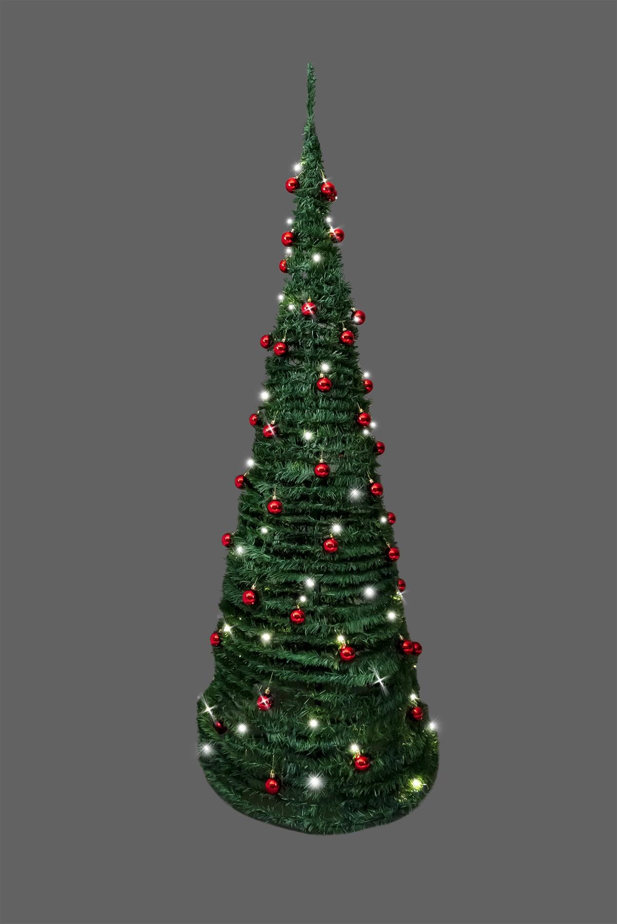 5ft (150cm) Prelit Red Baubles Decorated Pop Up Tree