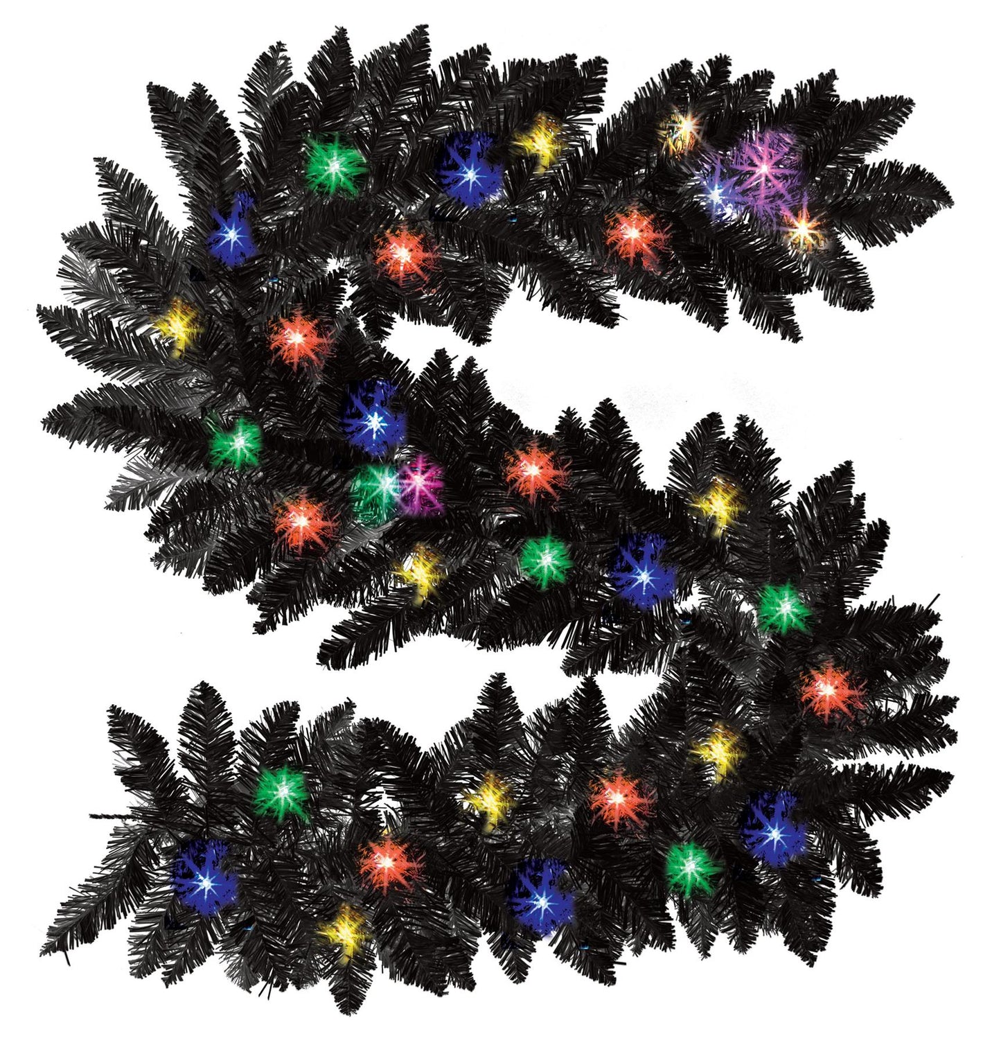 Pre-Lit Imperial Pine Black Garland, Multicolor LEDs 200cm