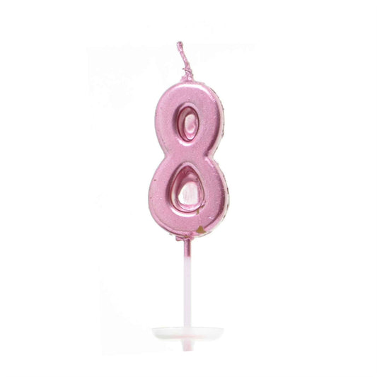 Pink Number 8 Candle