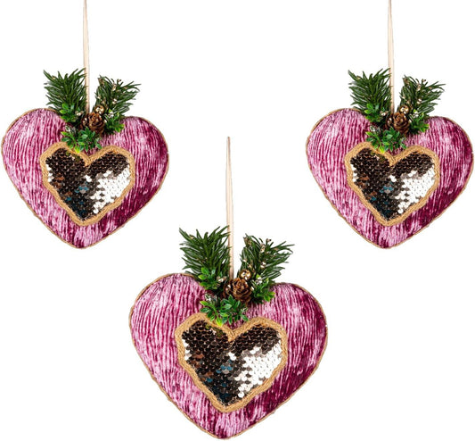 3 Pink Heart Decorations (16.5cm)