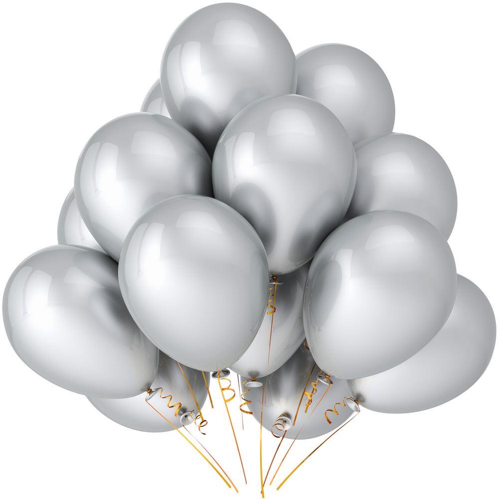 Metallic Silver Balloons 12 Inch - 100pcs