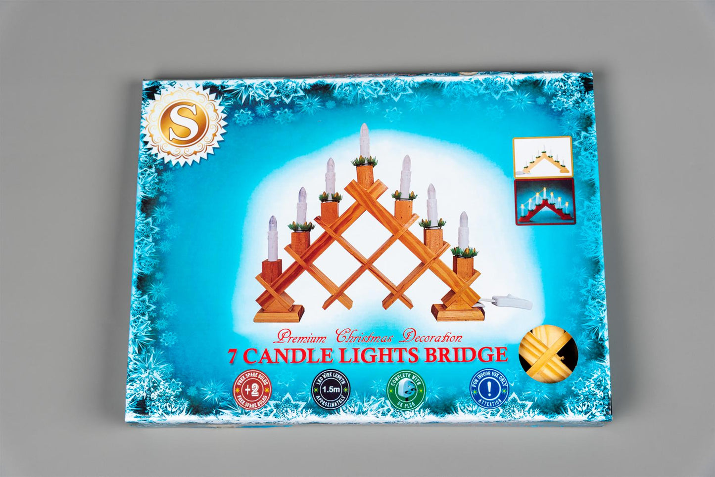 Wooden Candle Bridge Light - 7 Bulb