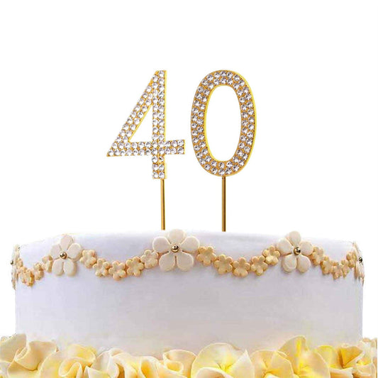 Gold Diamond 40th Birthday Cake Topper