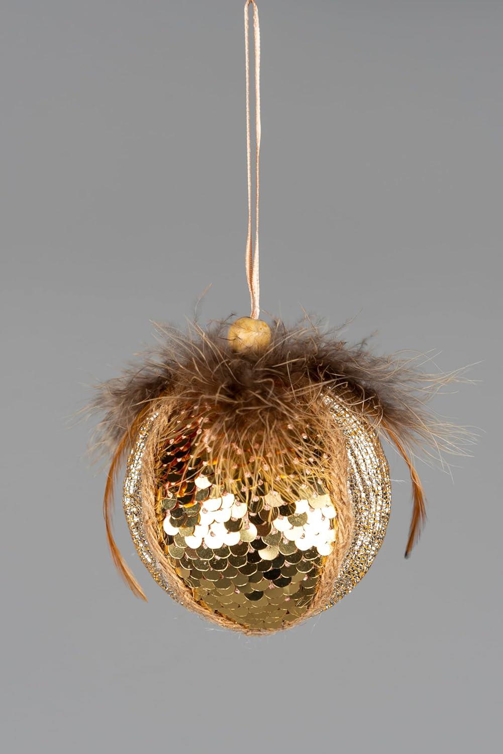 7cm Gold Glitter Bauble - 3Pcs