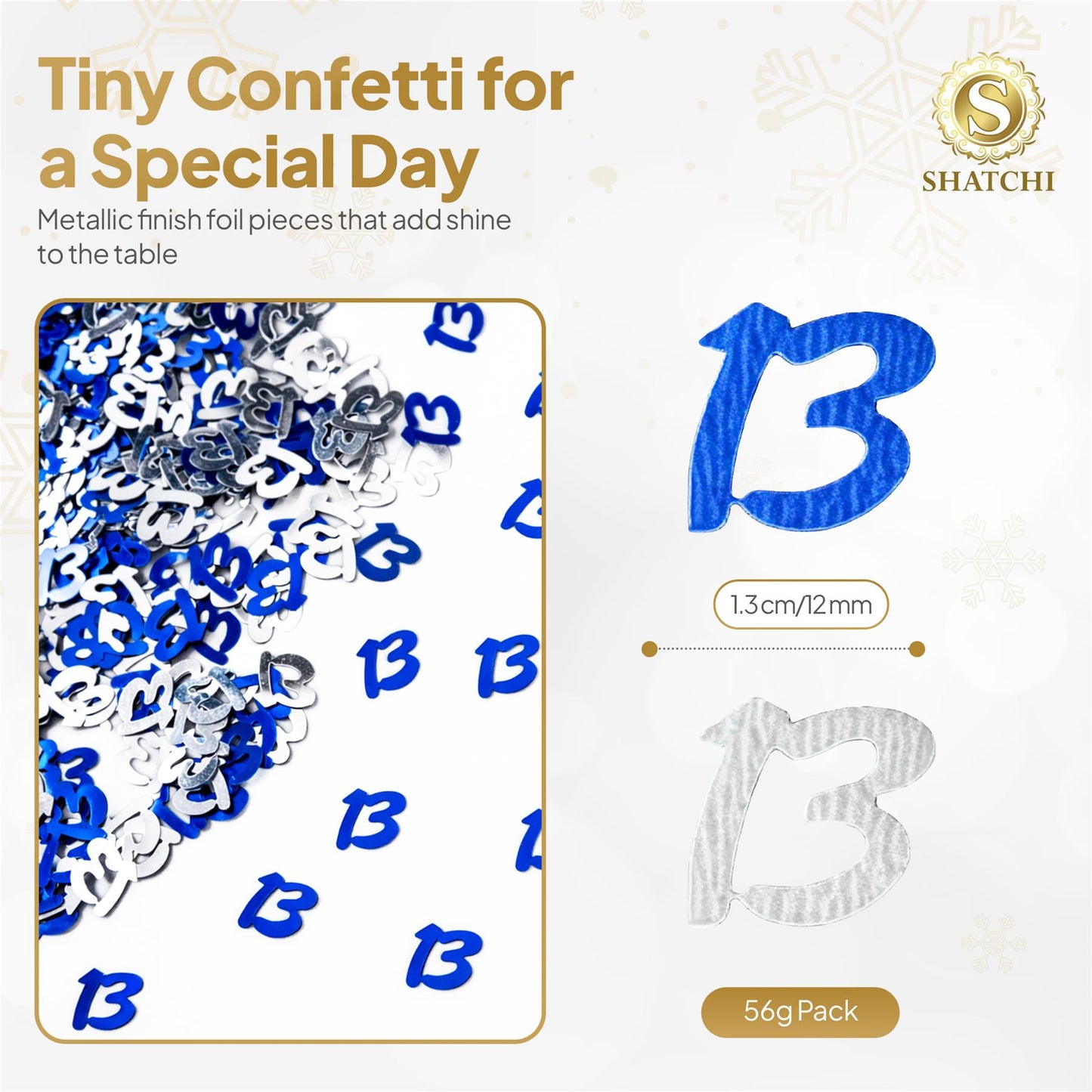 4-Pack 13th Birthday Blue and Silver Confetti