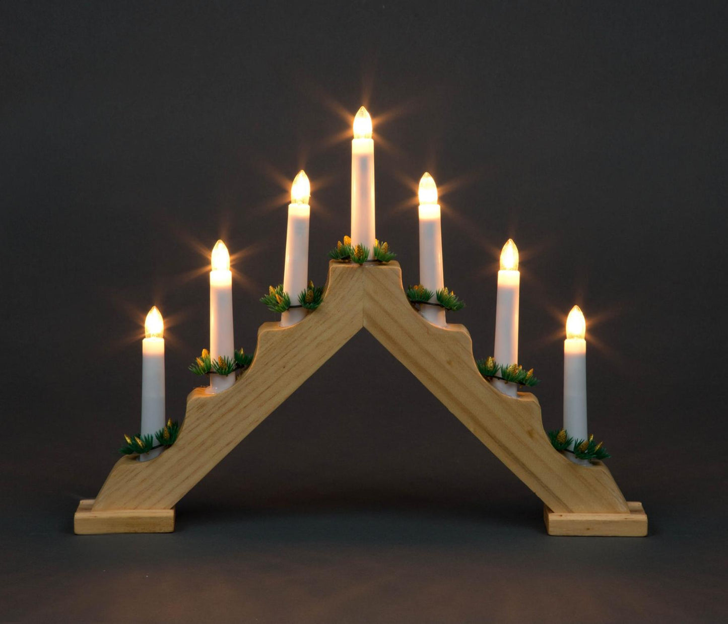 Wooden Candle Bridge Light - 7 Bulb