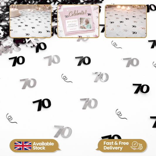4 x 14g 70th Black Happy Birthday Confetti