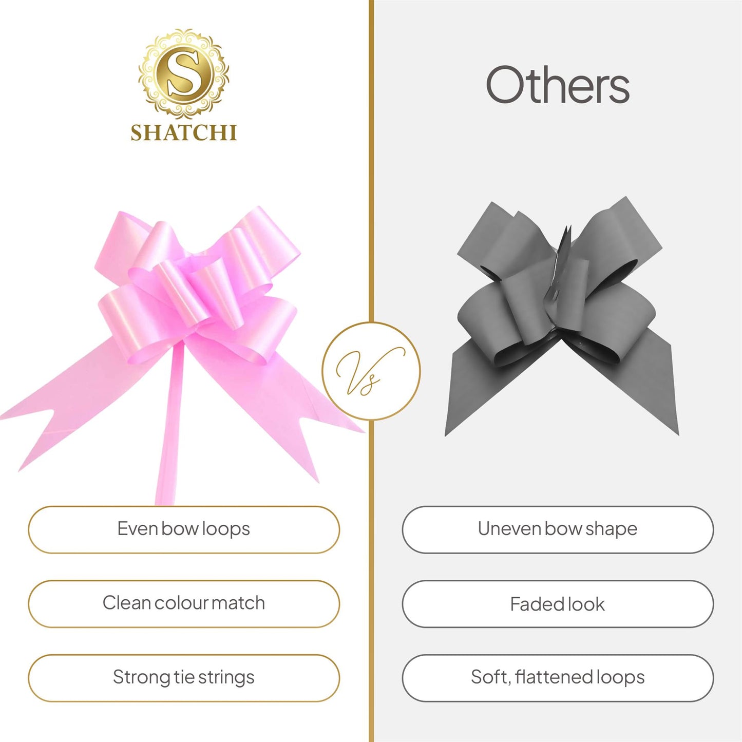 Shatchi 40pcs Light Pink 50mm/5cm Pull Bows Gift Wrap & Hampers
