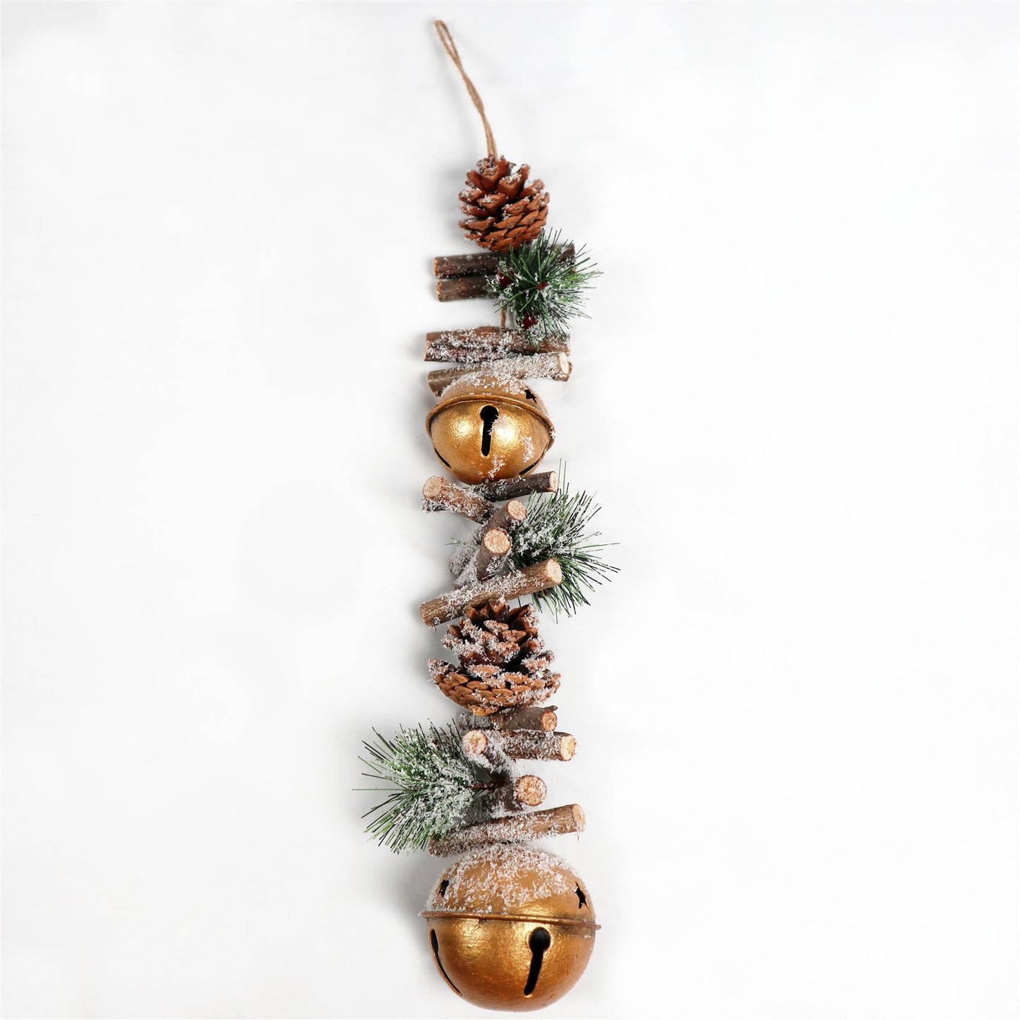 50cm Garland Hanging Decoration with Gold Double Bells