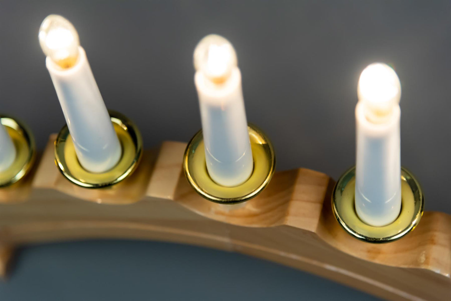 Christmas Wooden Arc Candle Bridge Light - 7 Bulbs, 39x27cm