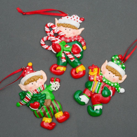 12Pcs Ceramic Candy Cane Elves