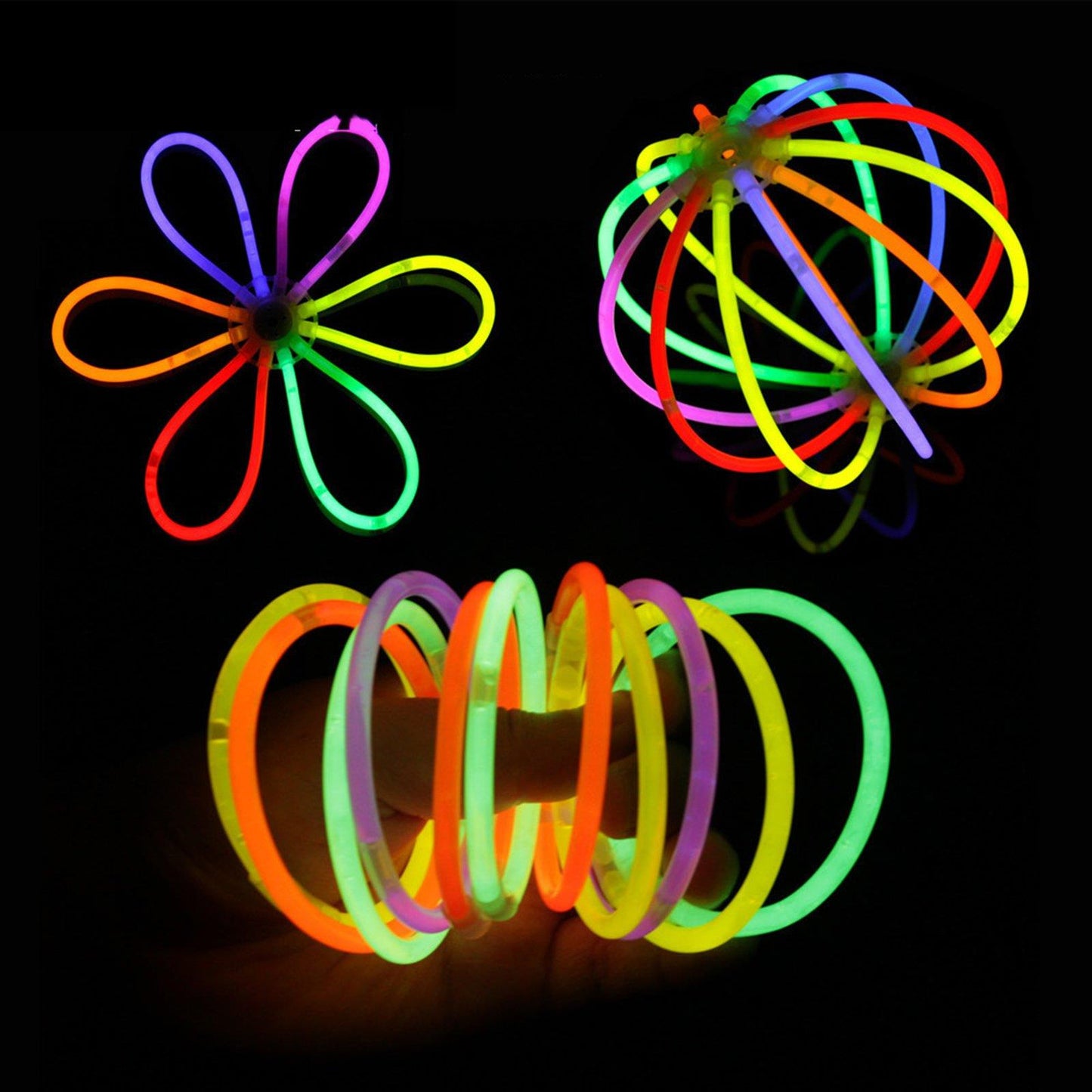 8Inches Glow in the Dark Glowsticks Bracelets 100 Pack