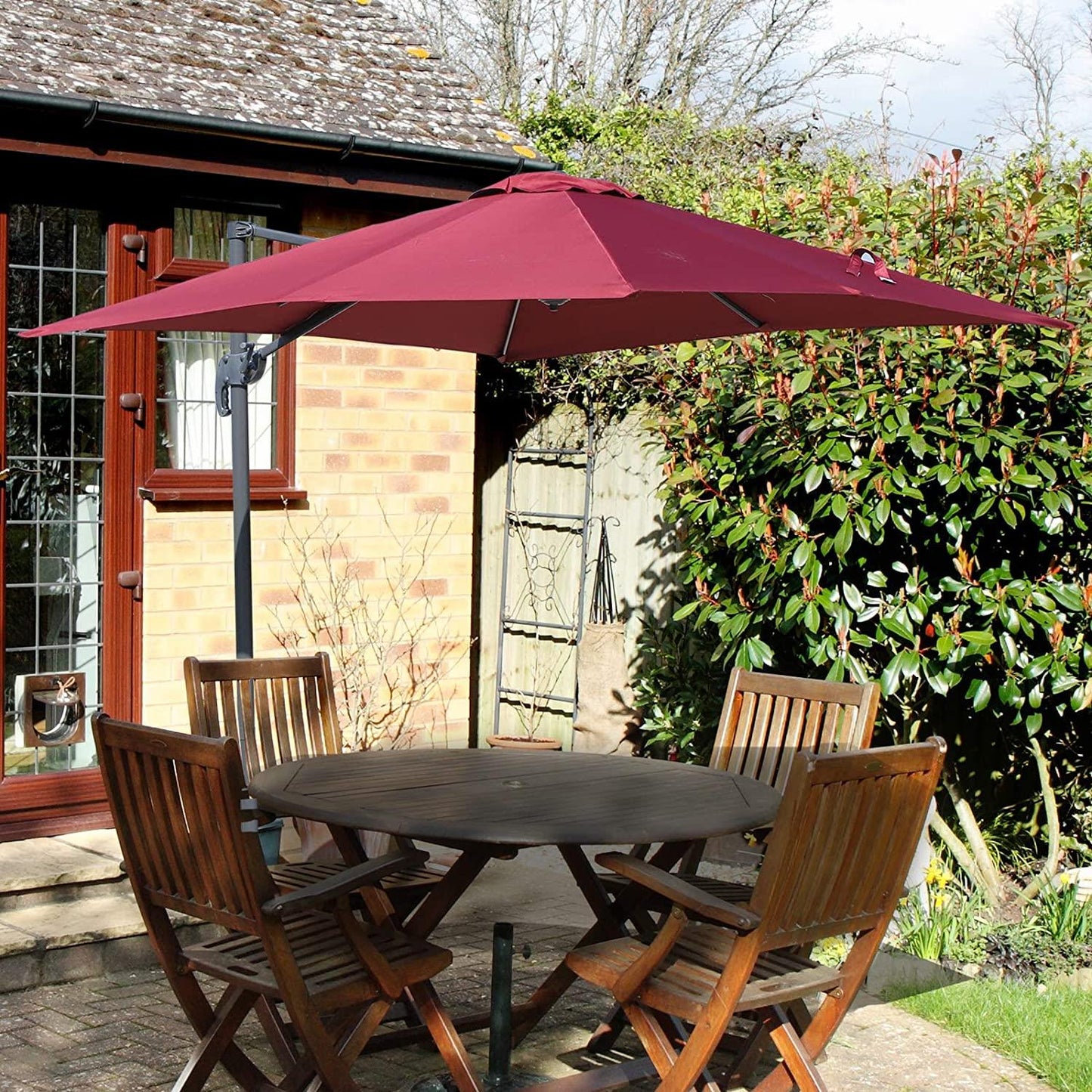 Burgundy Parasol Square Umbrella, 264x40x16cm