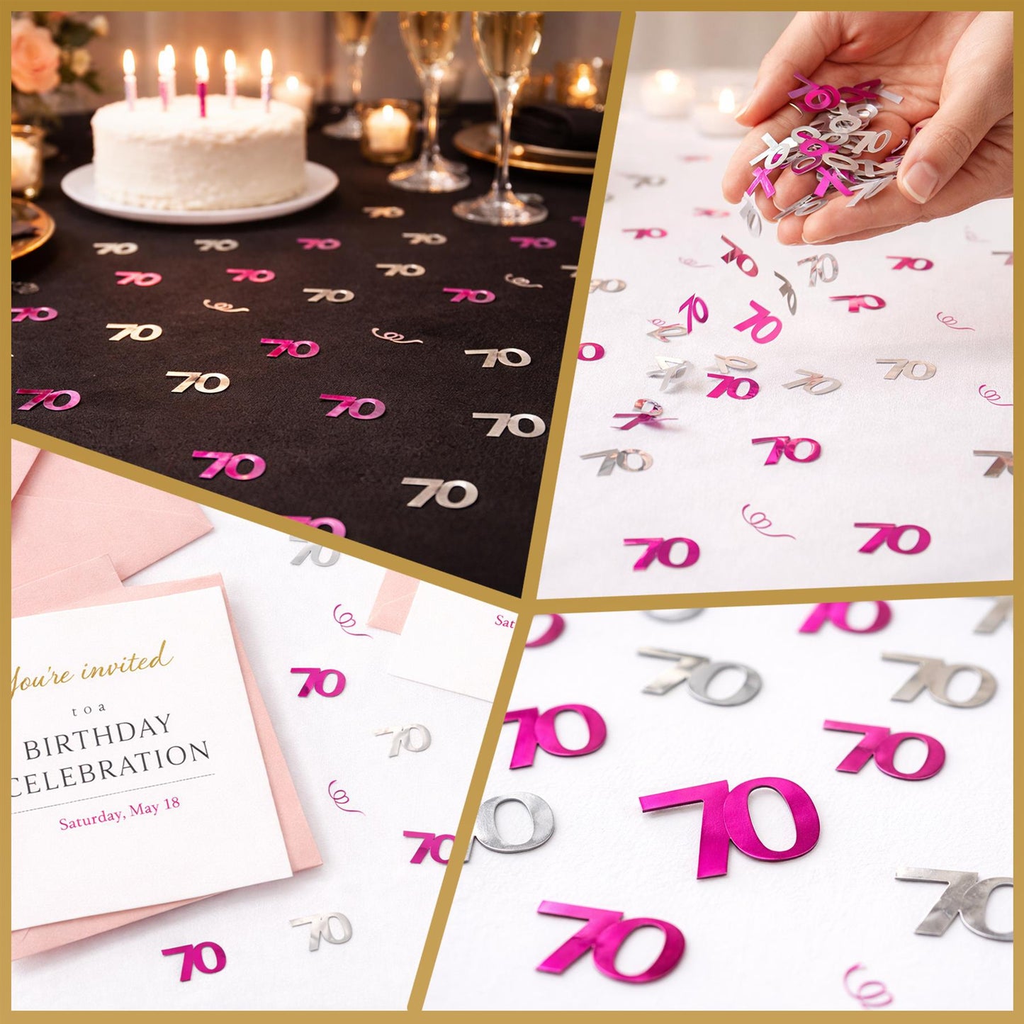 2 x 14g Pink 70th Birthday Confetti