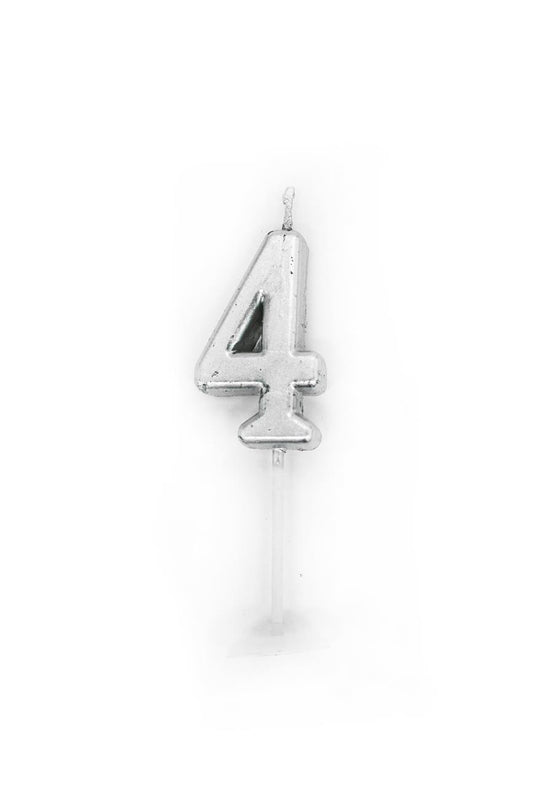 Silver Number 4 Candle