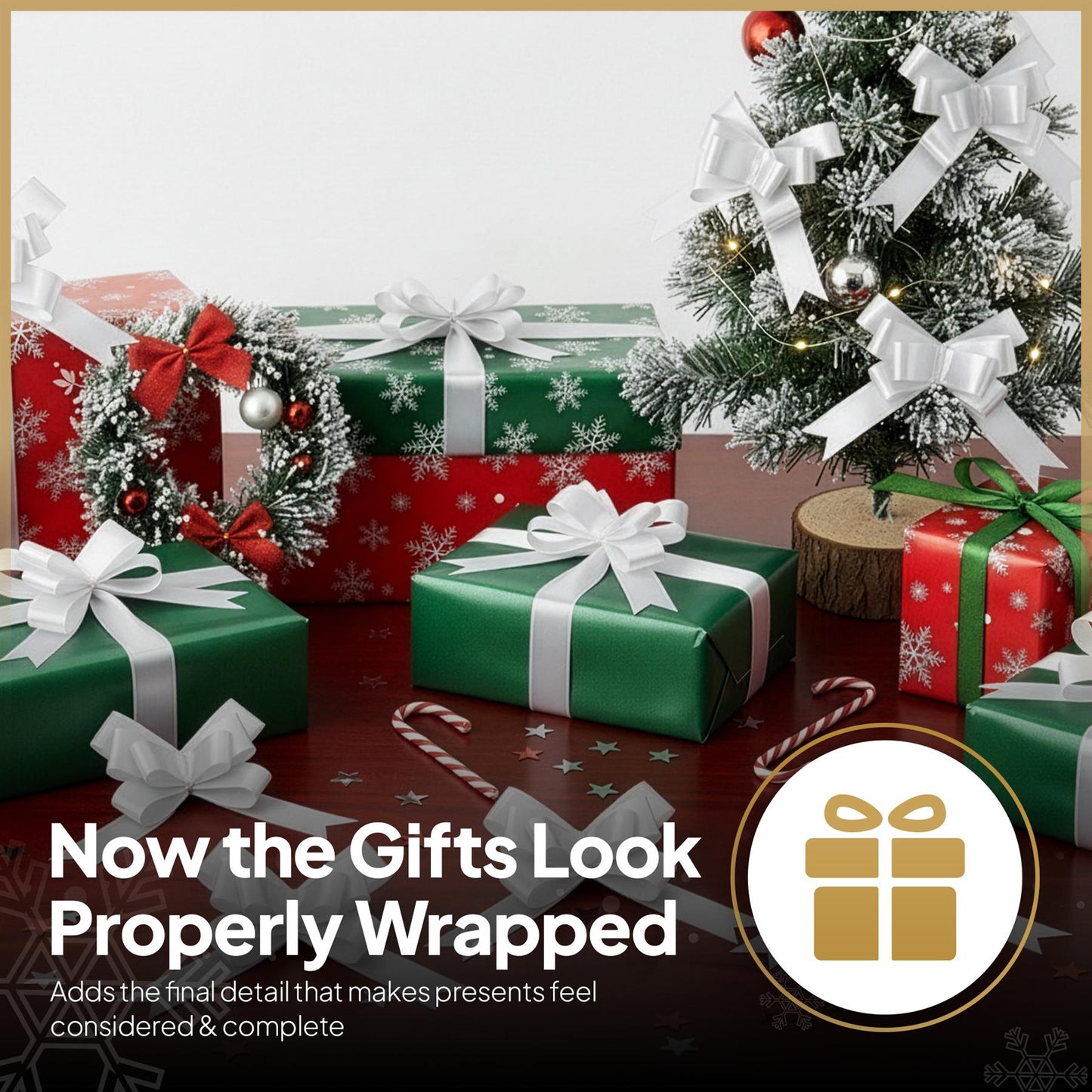 10 White Pullbows - 30mm