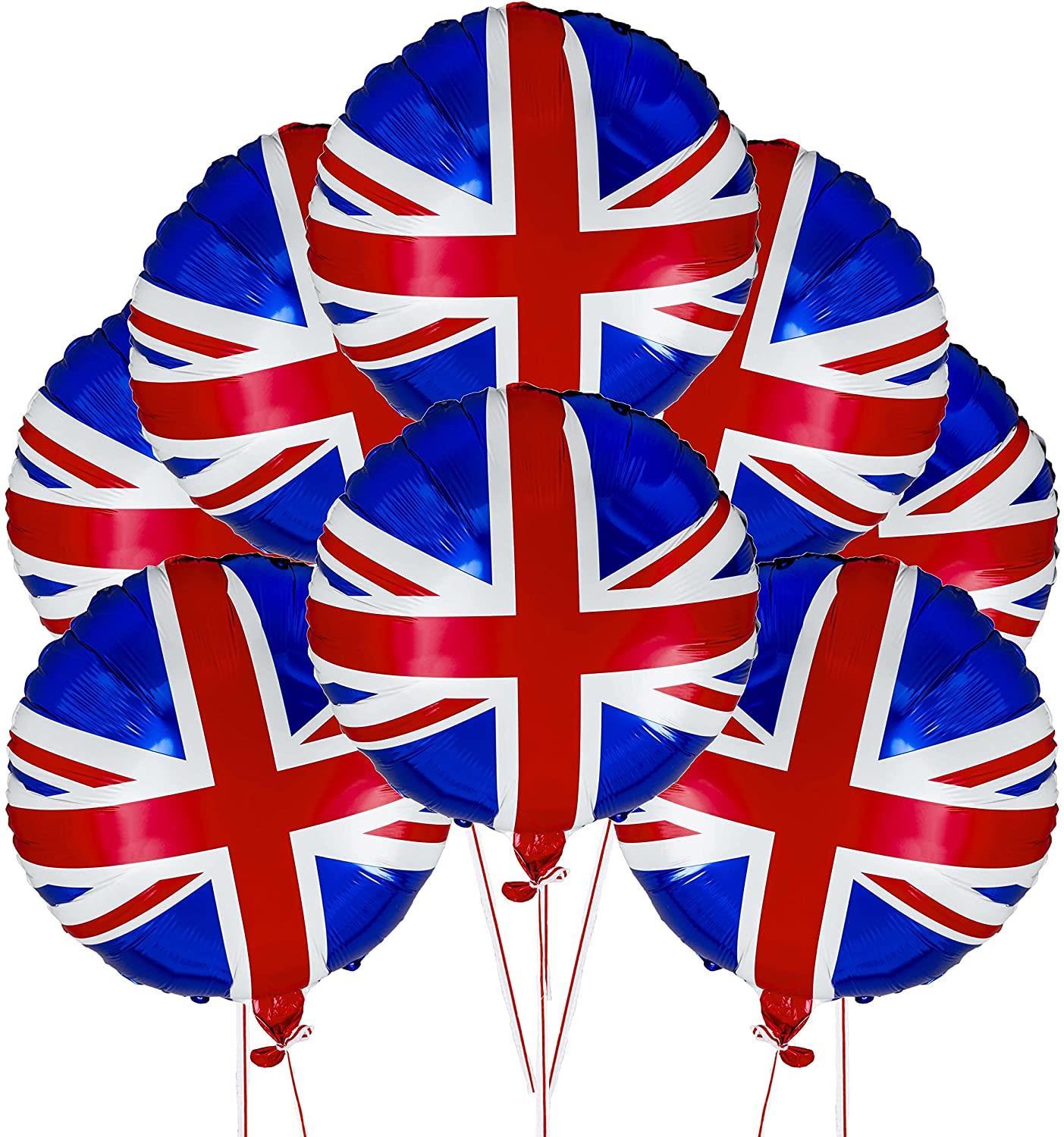 10 Union Jack Foil Balloons 18Inch