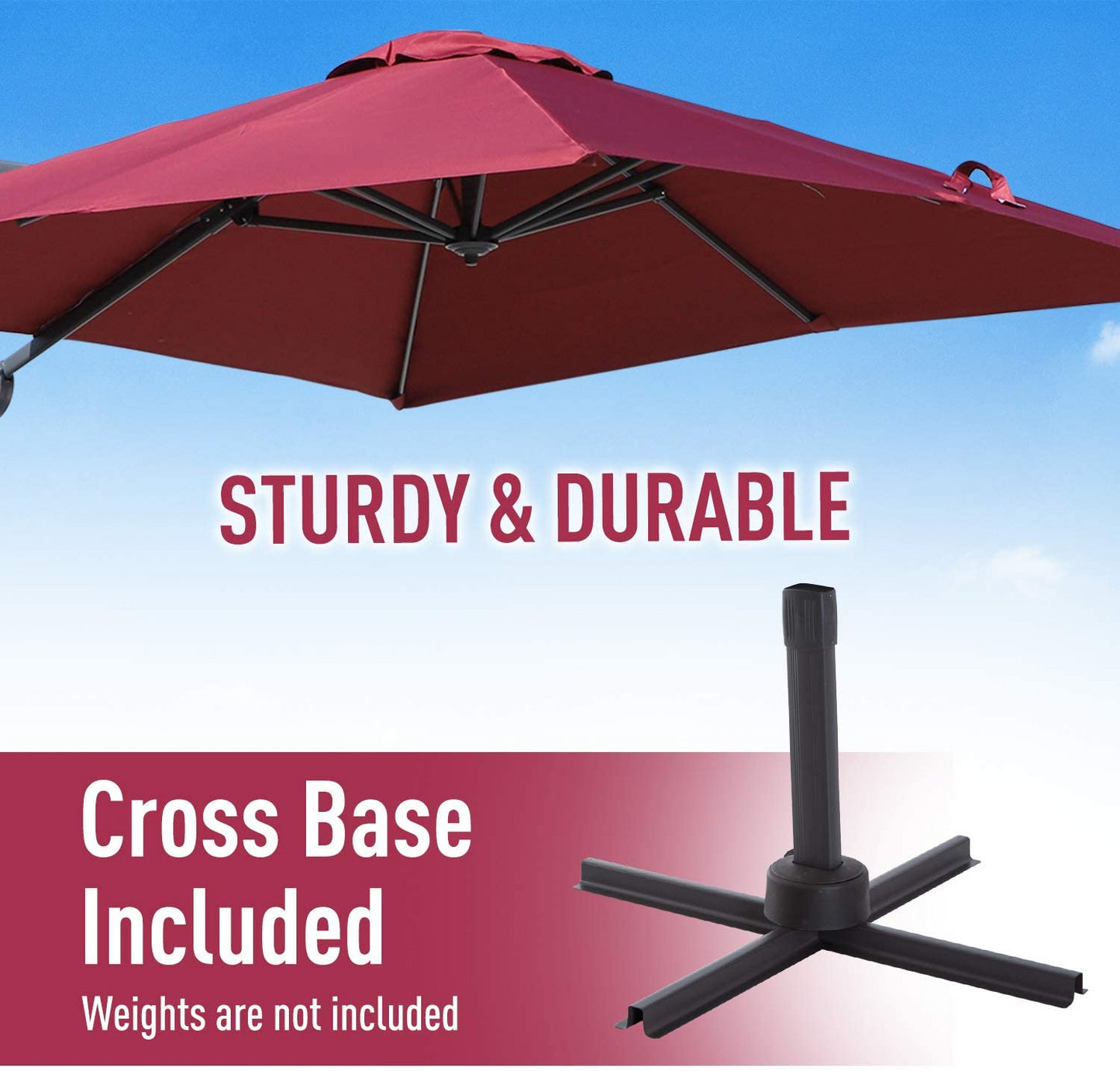 Burgundy Parasol Square Umbrella, 264x40x16cm