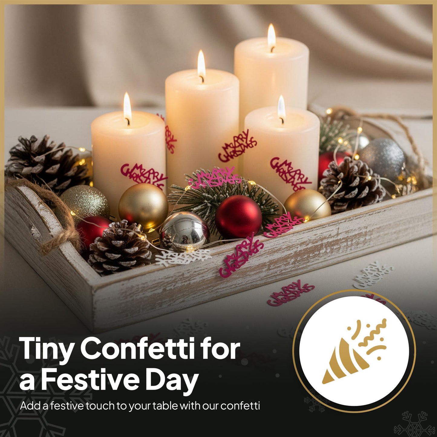 Xmas Merry Christmas Metallic Confetti - Table Party Sprinkles