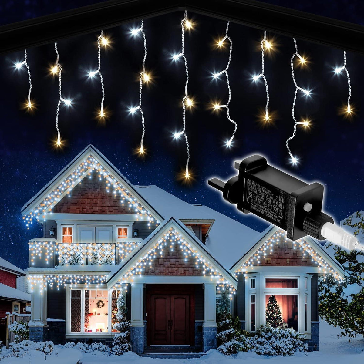 1200 White & Warm White LED Icicle Lights