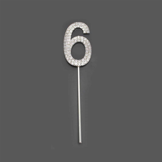 Cake Topper Number Year 60 Silver Diamond