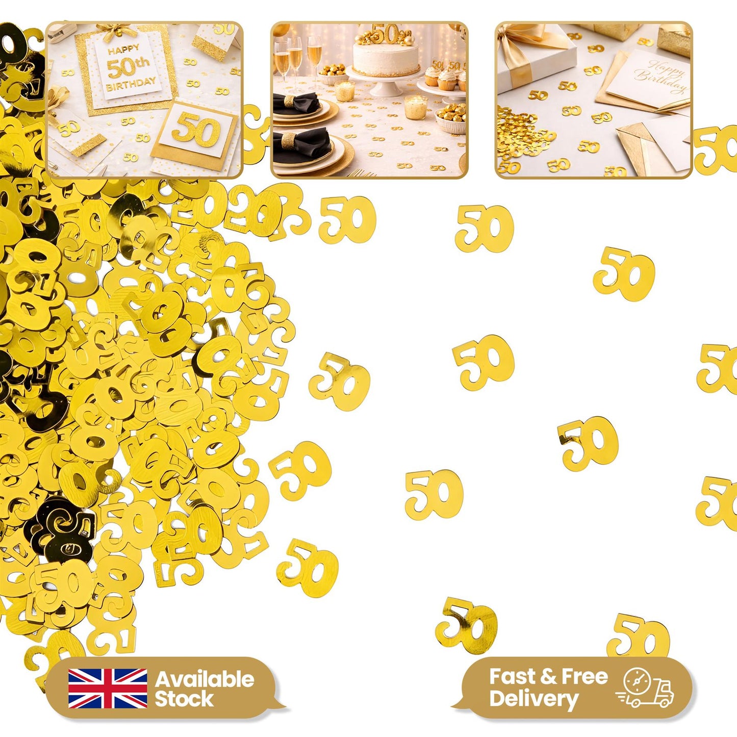 1 Pack 14g 50th Gold Anniversary Birthday Confetti