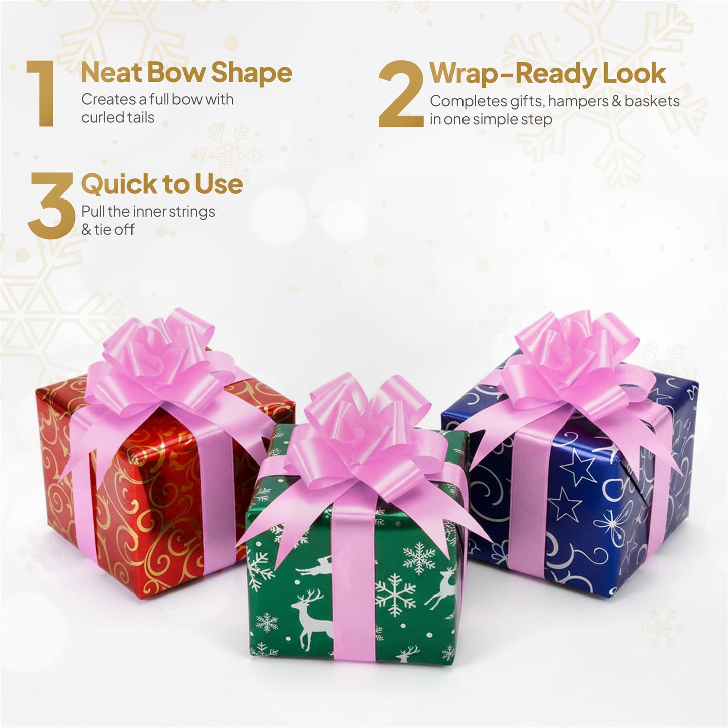 Shatchi 60pcs Light Pink 30mm/3cm Pull Bows Gift Wrap & Hampers