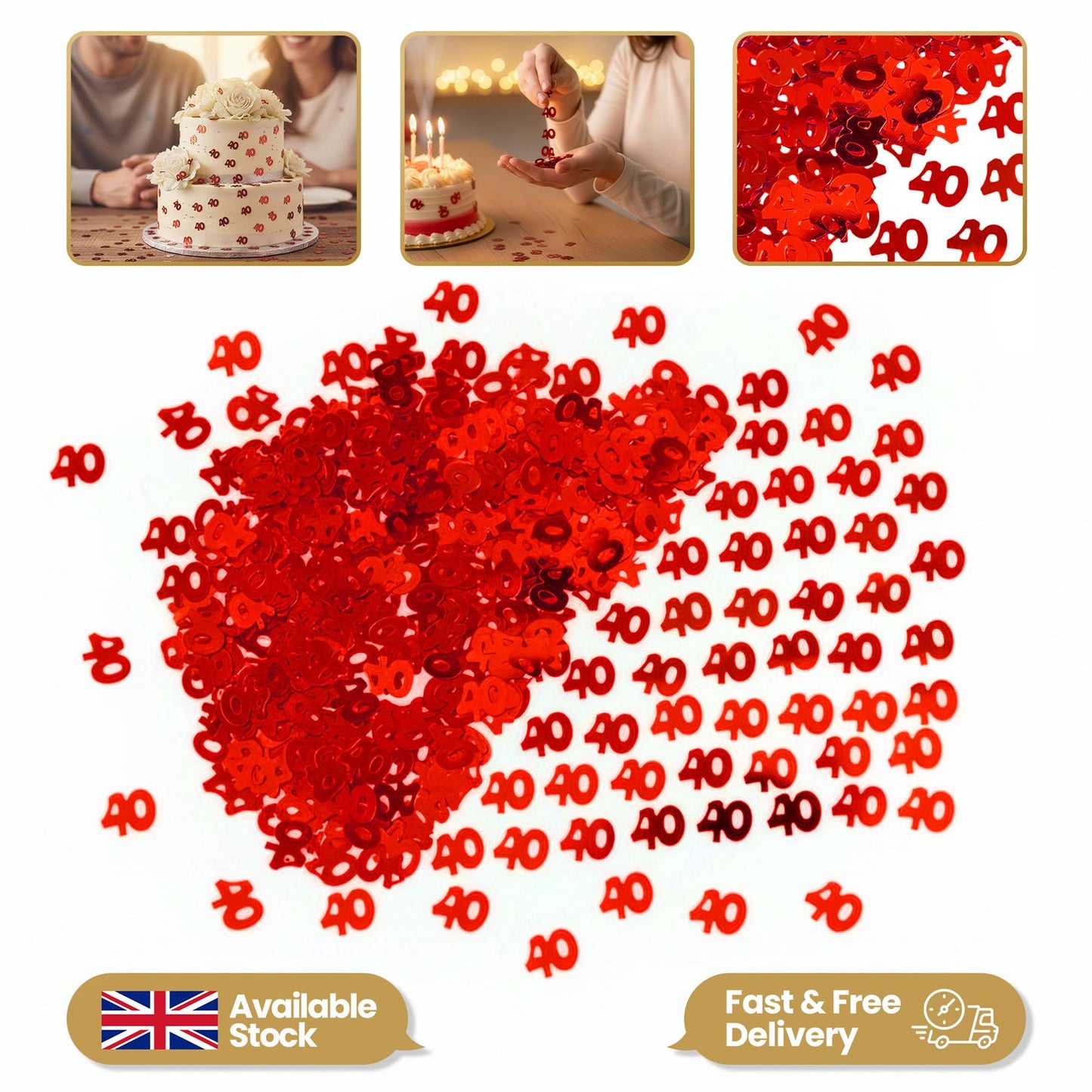 14g 40th Birthday Red Confetti