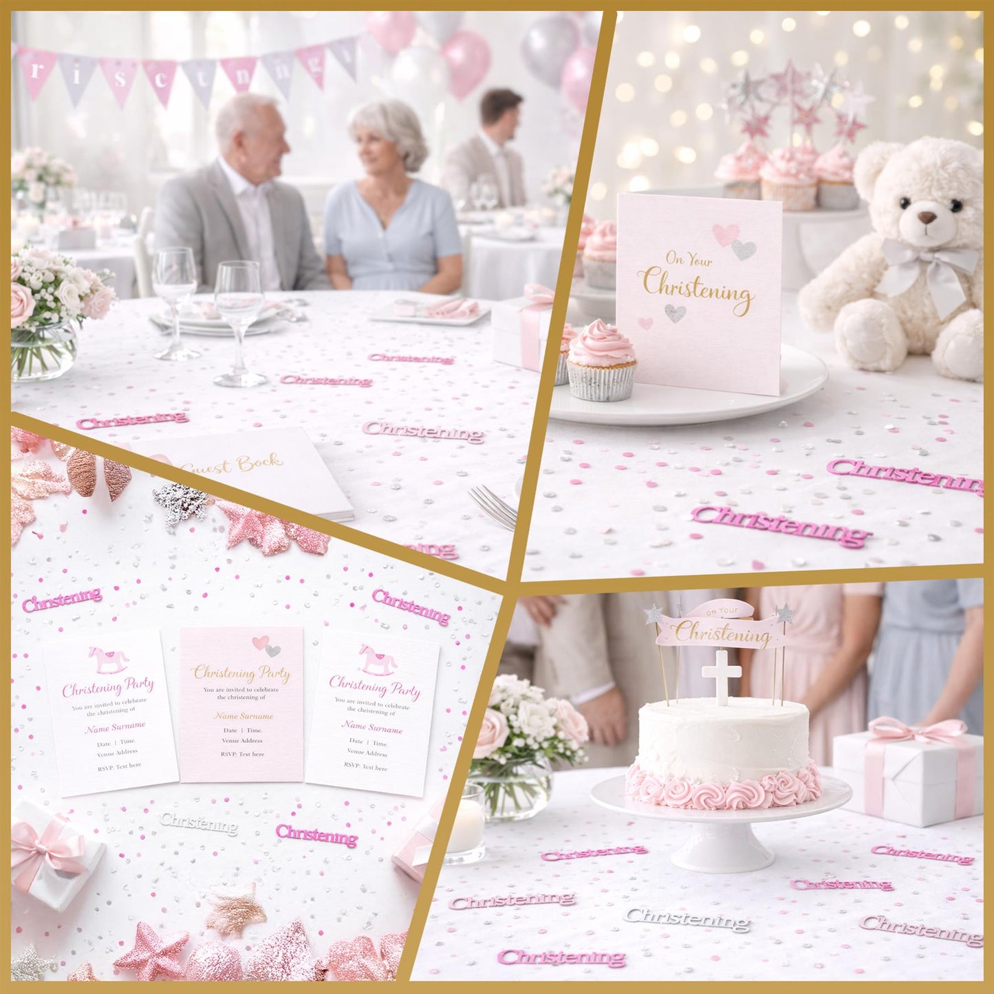 2 Packs Pink Christening Confetti 14g