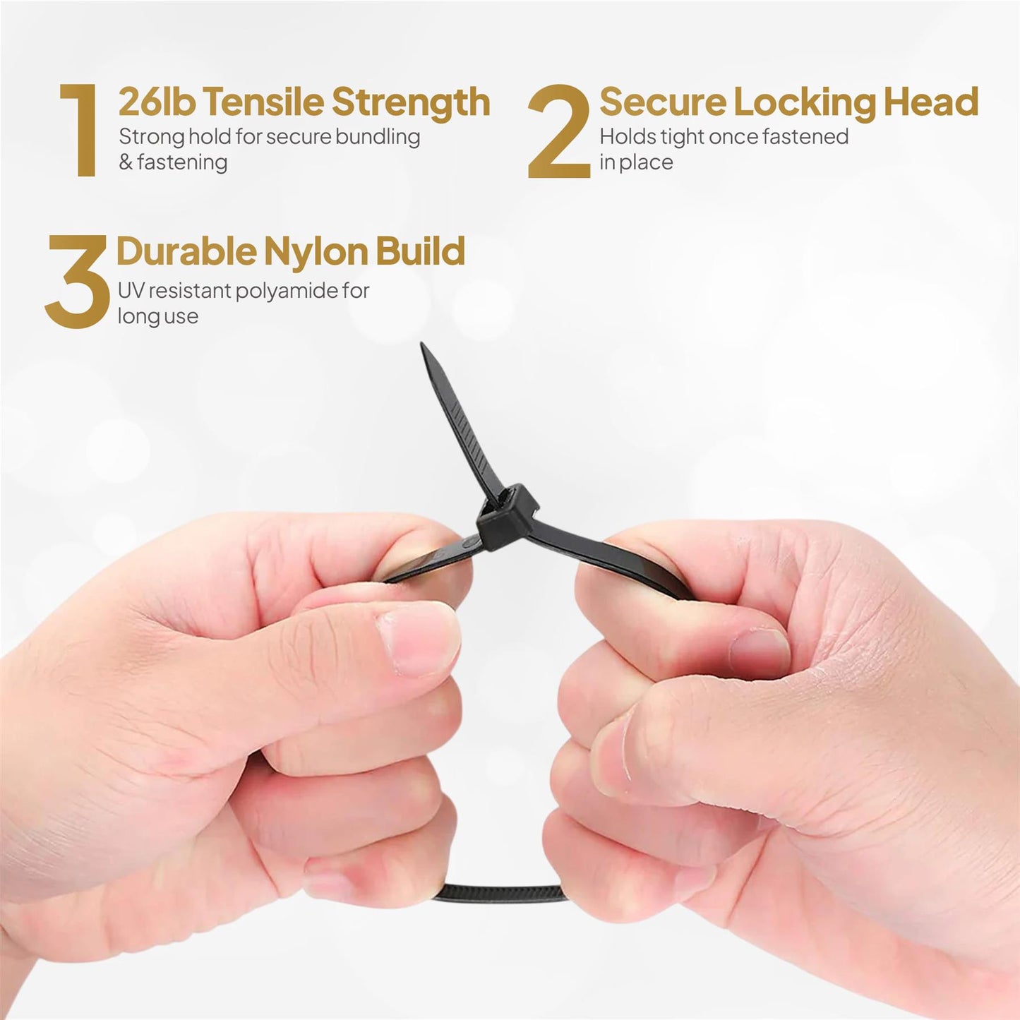 100pcs Black Nylon Plastic Cable Ties - 100 x 2.5mm