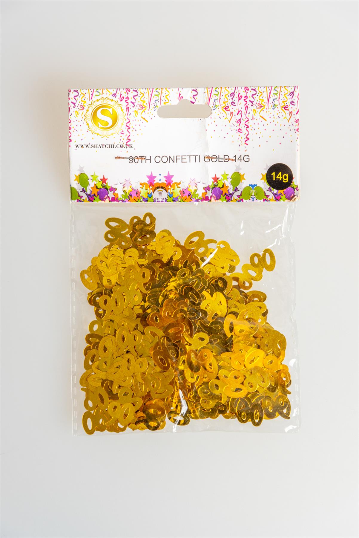 90th Birthday Confetti - Gold, 14g 2-Pack