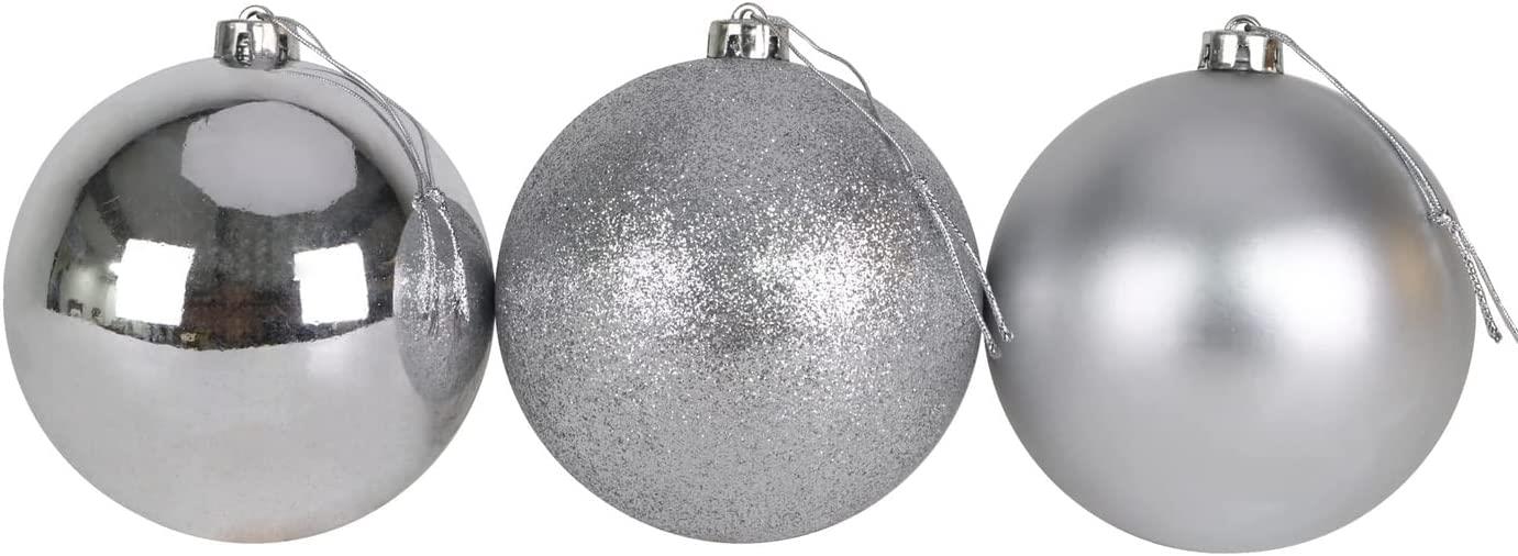 3 pcs Silver Baubles 15cm PVC