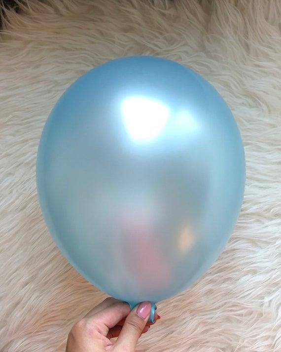 10 Pcs 12" Metallic Light Blue Colour Latex Balloons