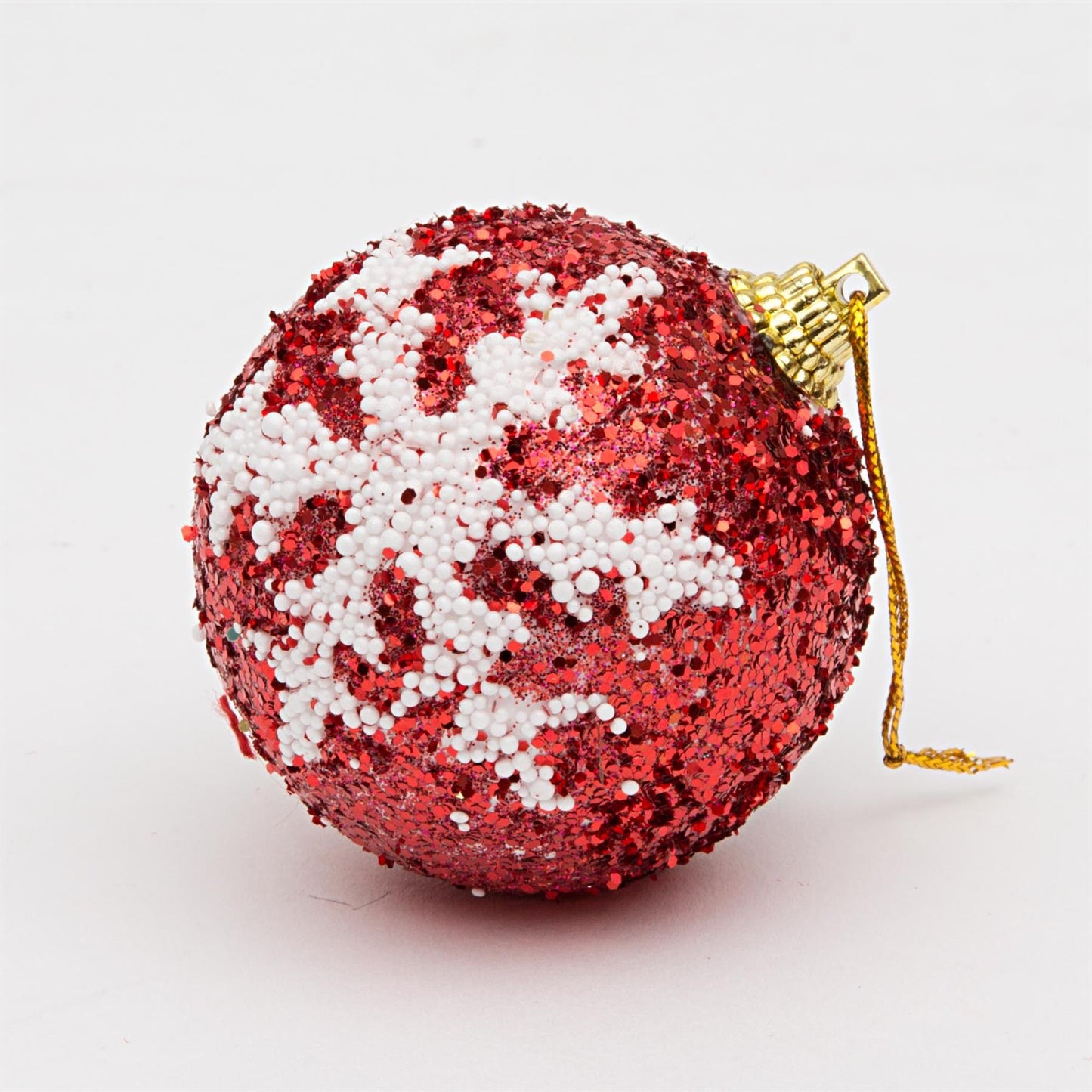 12 Red Glitter Baubles - 5.5cm