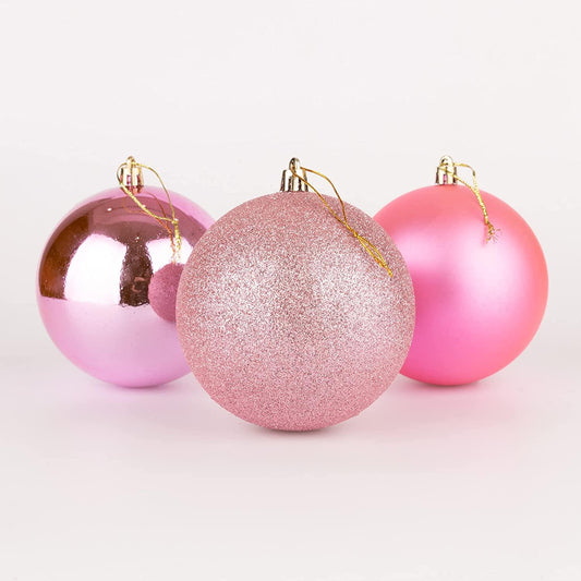 6 pcs Pink Baubles 10cm