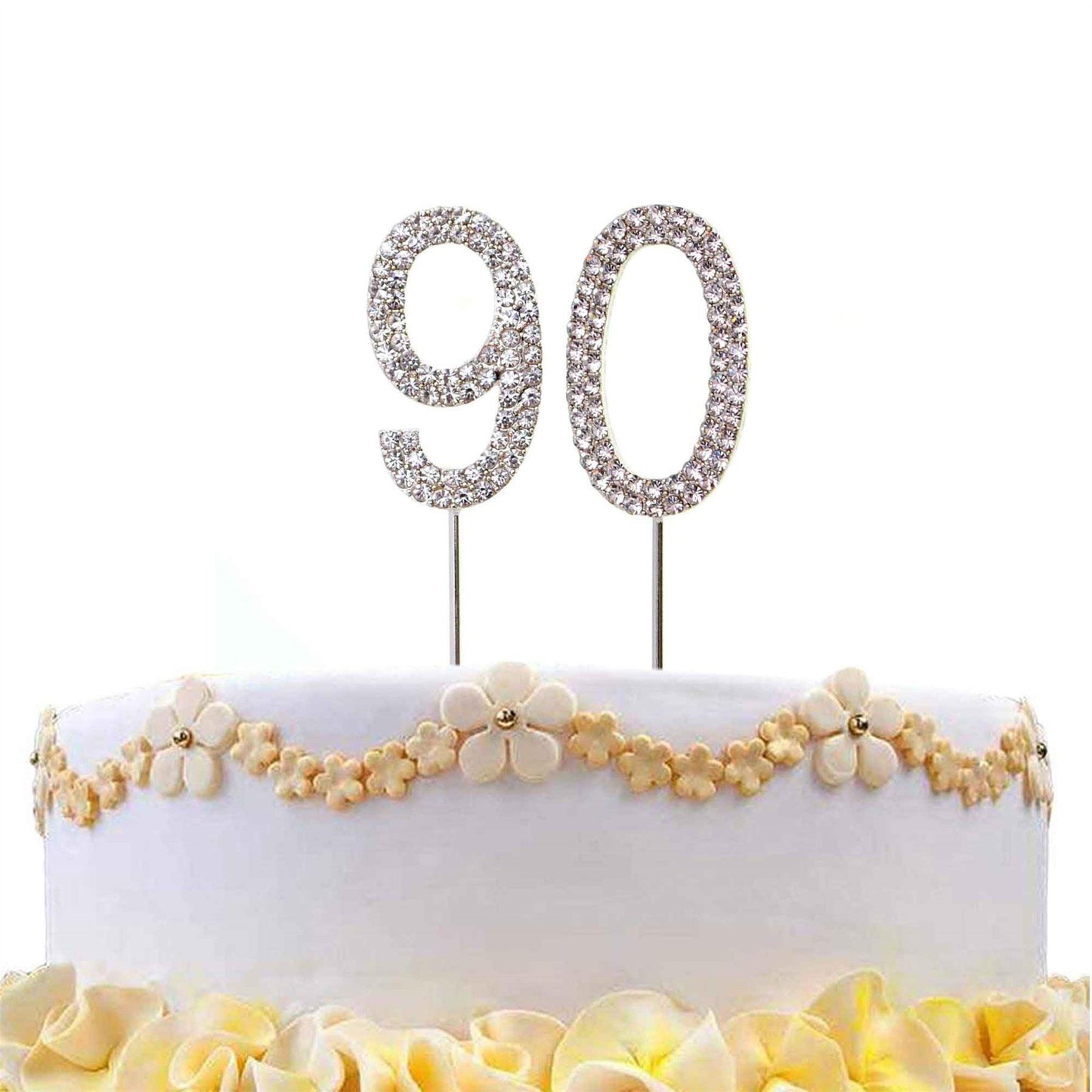 Cake Topper Number 90 Silver Diamond