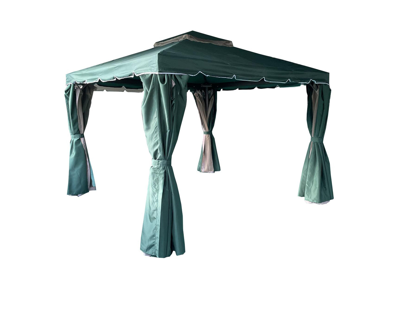 3x4x2.75m Green Gazebo with Nets - Aluminium Frame, Steel Roof