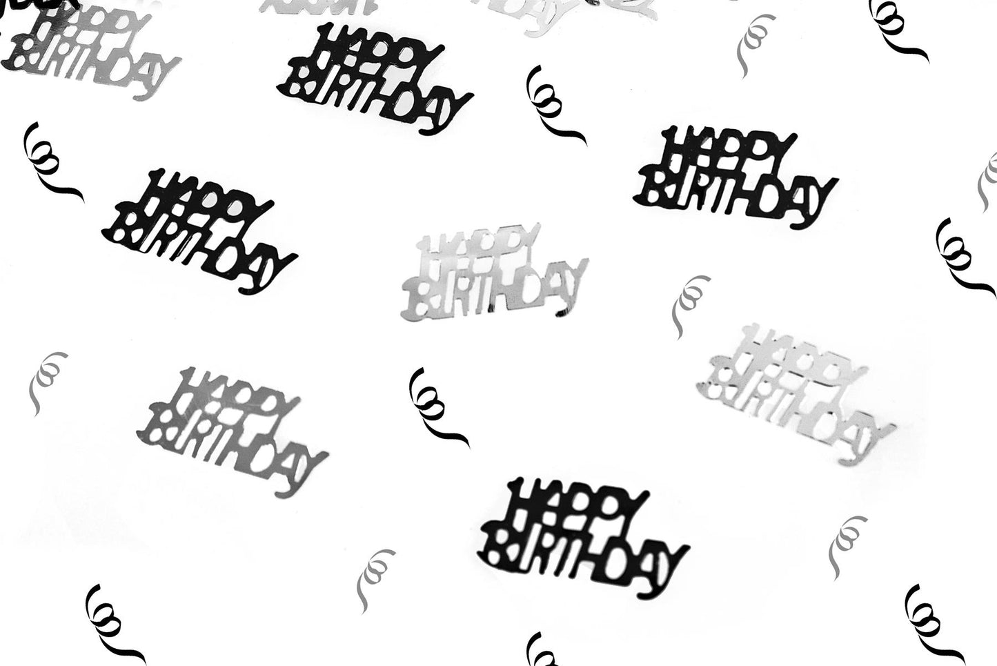 1 PK Happy Birthday Confetti Black & Silver, 14g