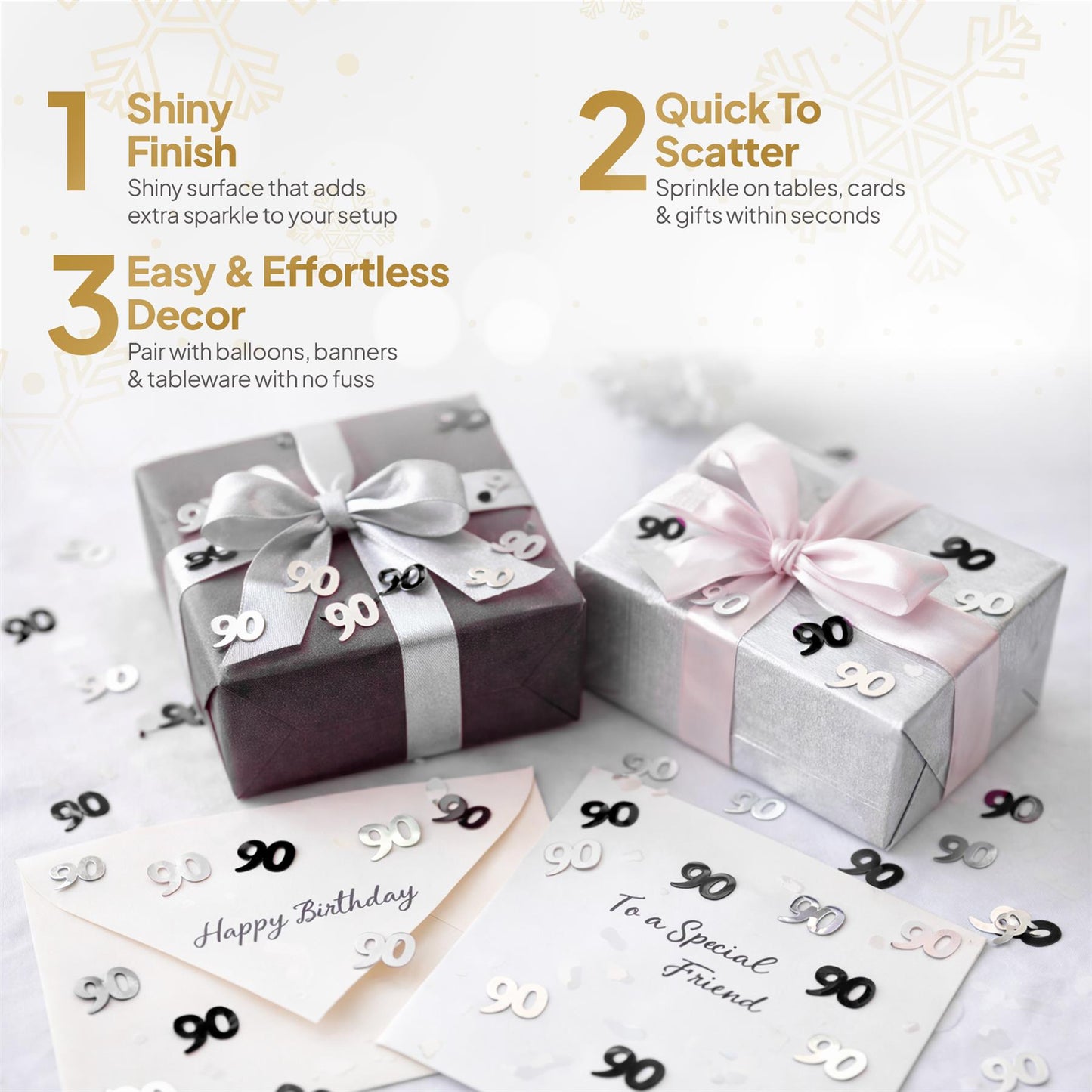 90th Confetti Black & Silver 14G 2PK
