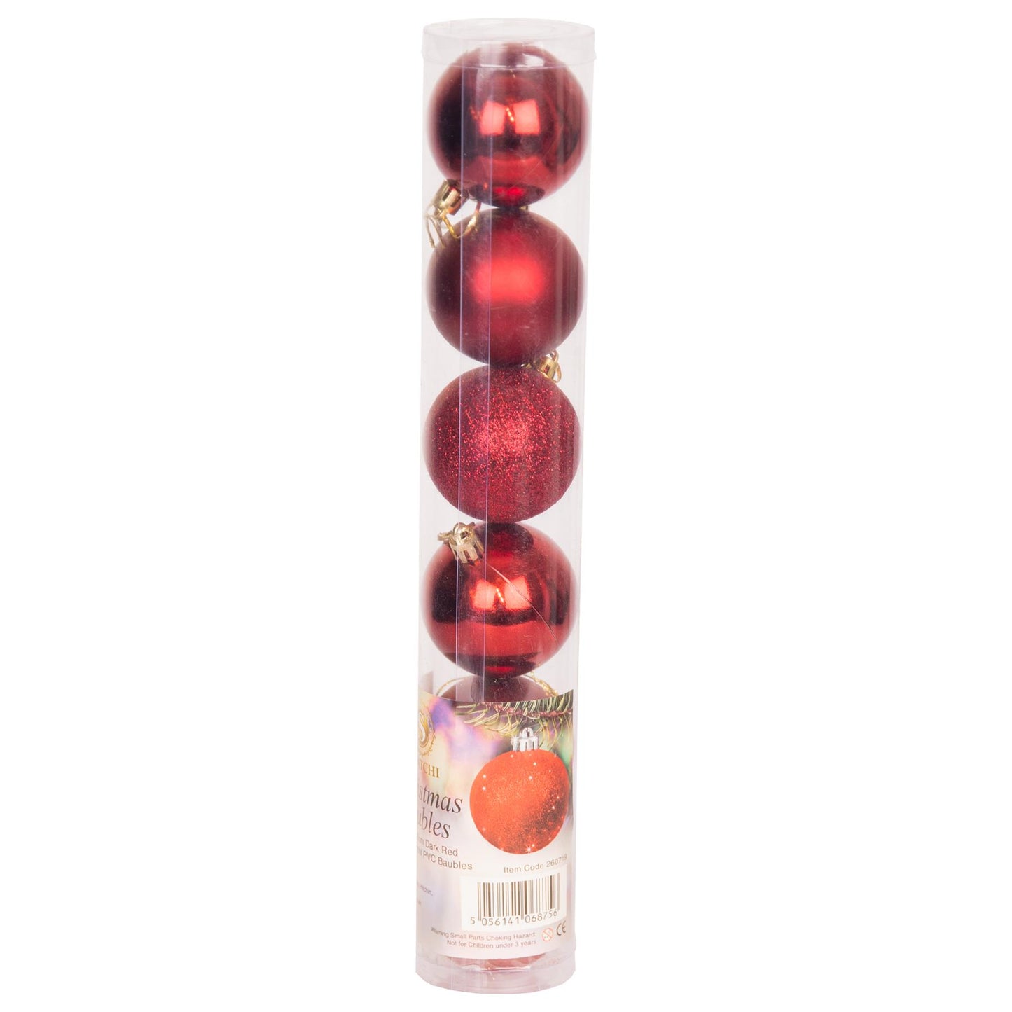 6 Dark Red Baubles - 6cm