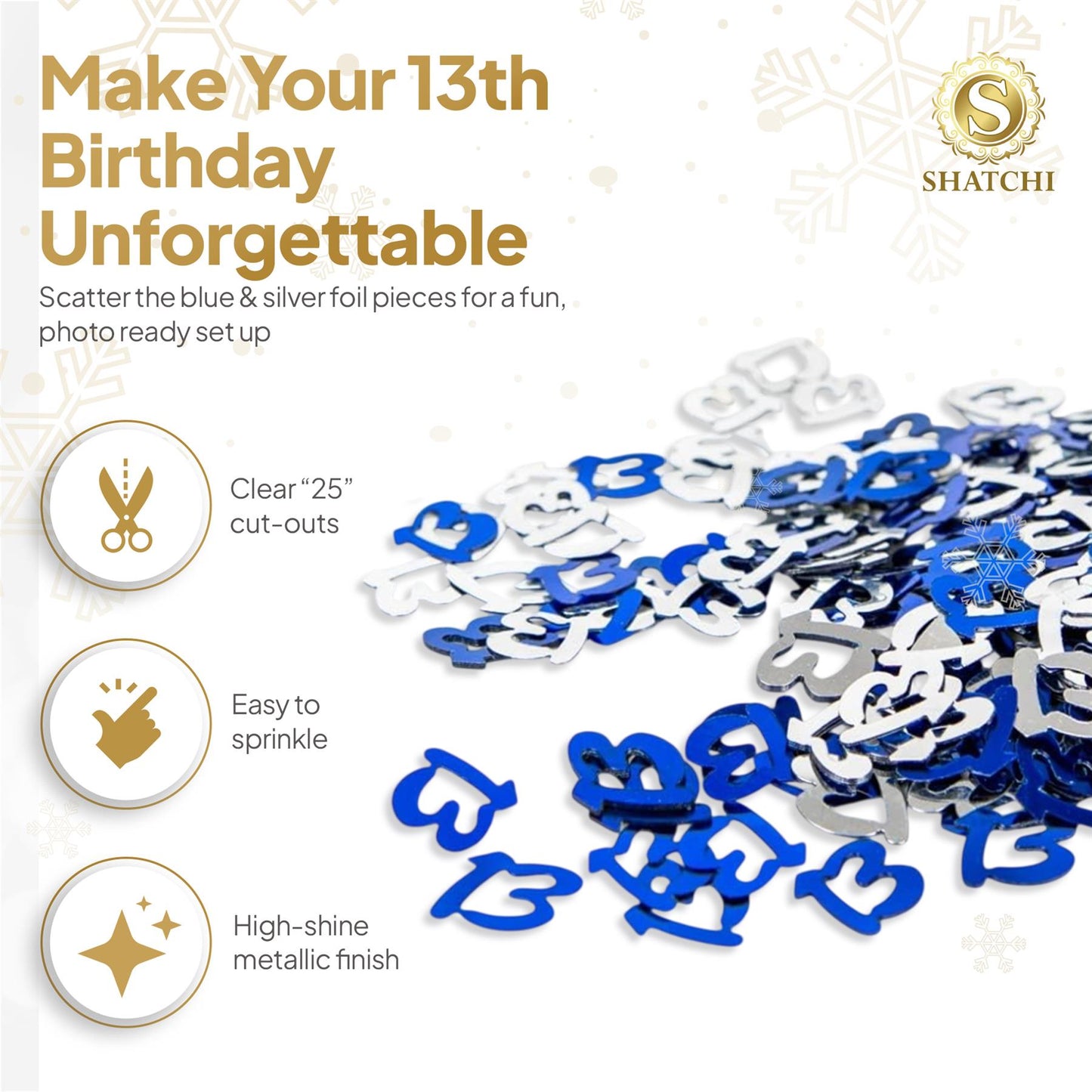 4-Pack 13th Birthday Blue and Silver Confetti