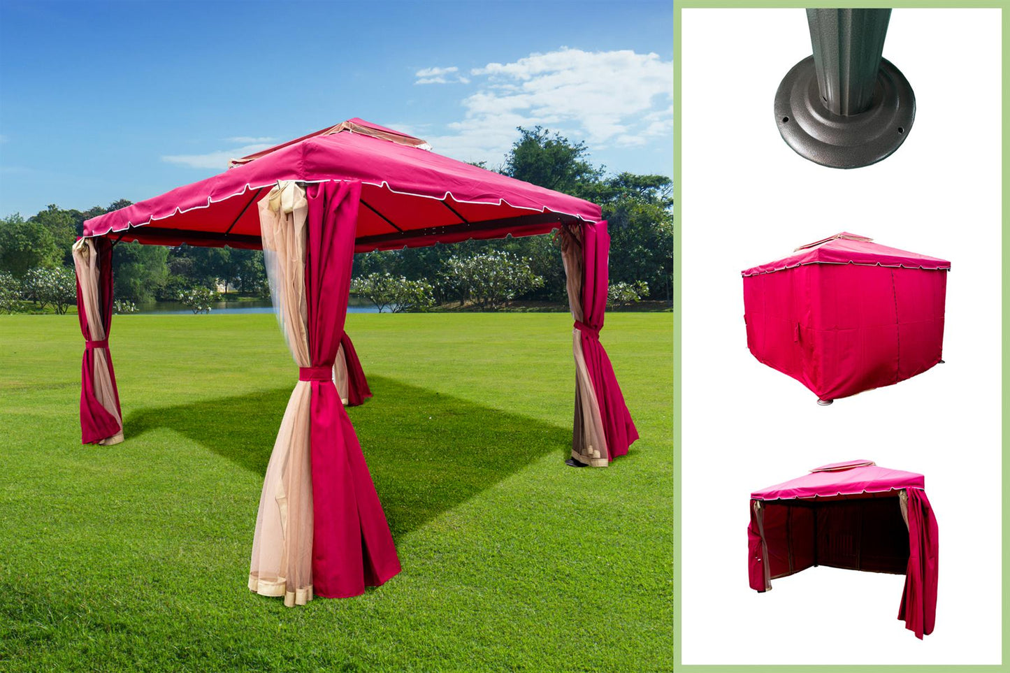 3x3x2.75m Red Gazebo with Nets