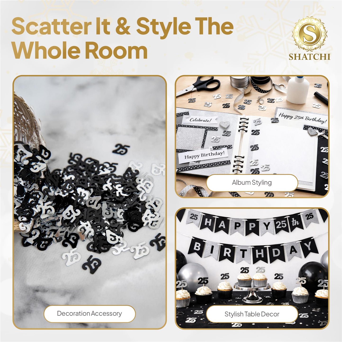 25th Confetti Black & Silver 14G 1PK